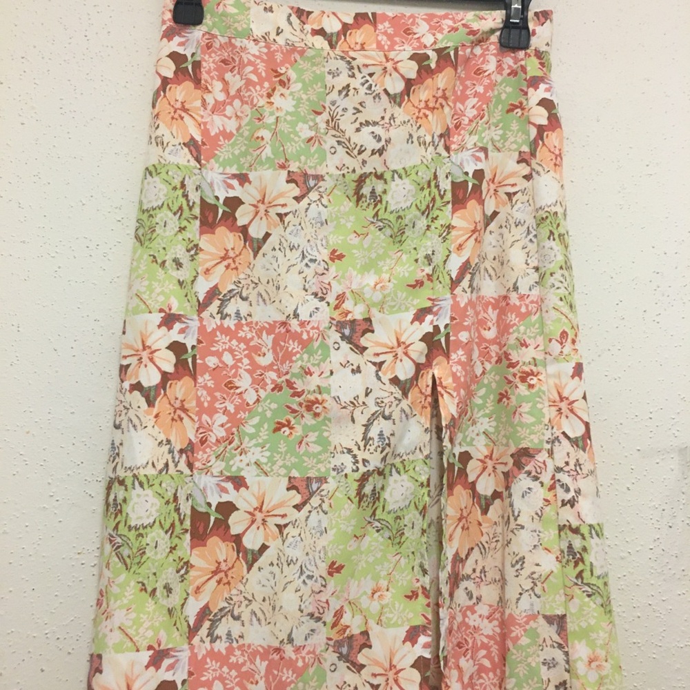 Forever 21 Floral Multicolored Maxi Skirt With Split Womens Size XS